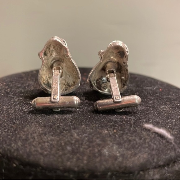 ANTIQUE & RARE 14k signed Walter E. Hayward solid sterling silver cuff links - Picture 7 of 12